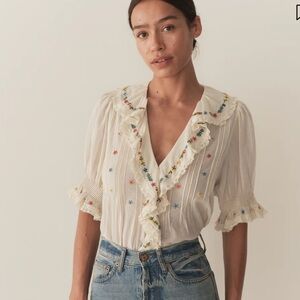 Doen Hettie Blouse in Sea Salt